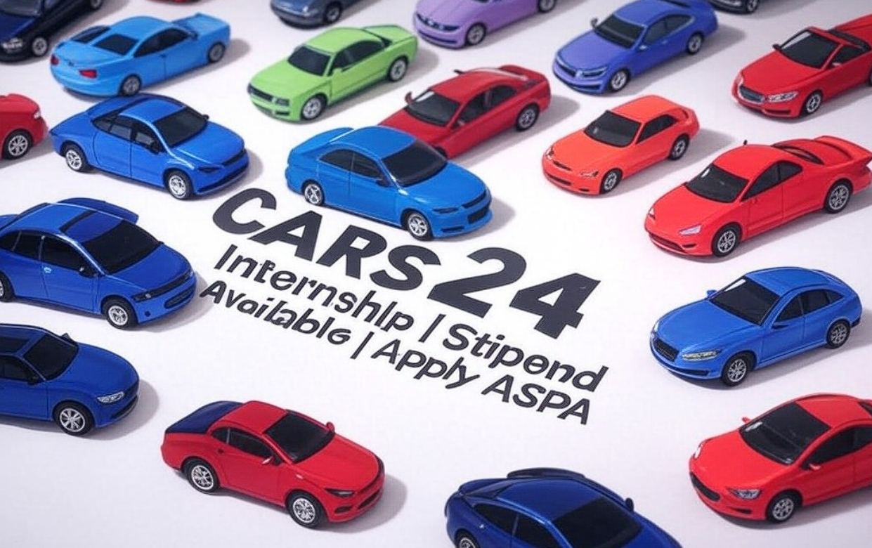 a group of toy cars on a white surface CARS24 Internship