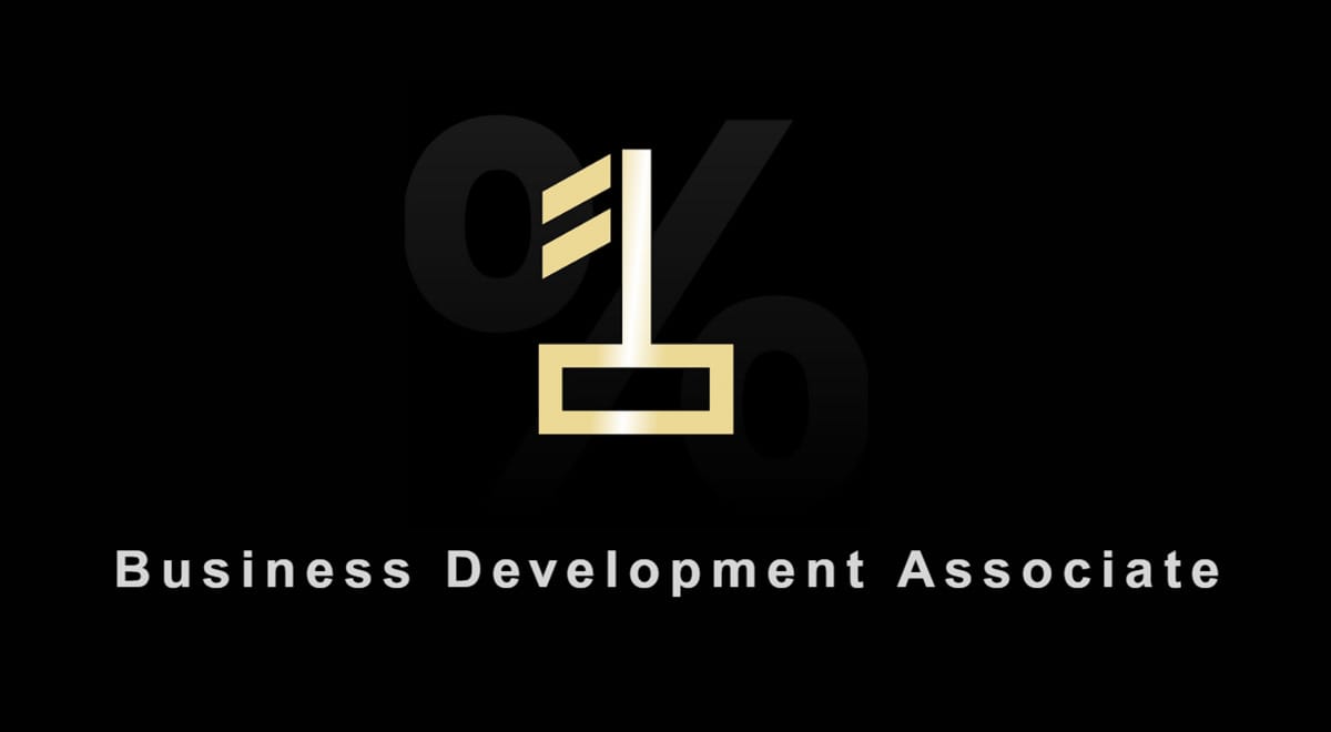 1% Club logo with a text below: Business Development Associate - 2025