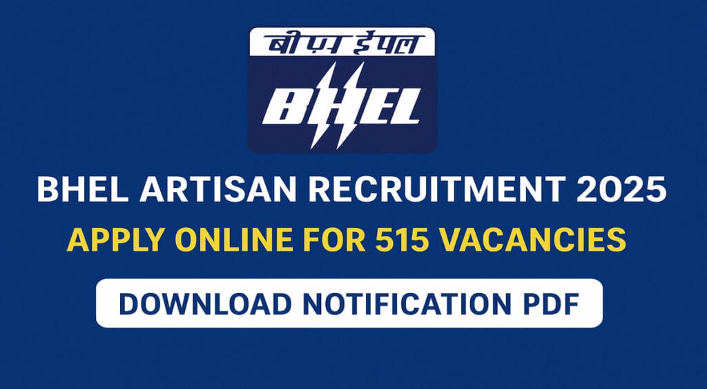 BHEL Artisan Recruitment 2025 Apply Online for 515 Vacancies at www.bhel.com ,, this image created by chatgpt