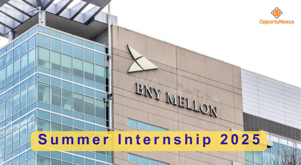 BNY Mellon Internship 2025 building banner with official logo at corporate office