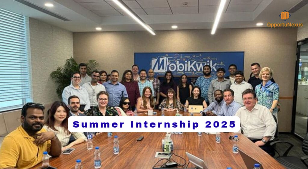 Mobikwik office image with text Mobikwik Internship 2025 Hiring Freshers & recent graduates