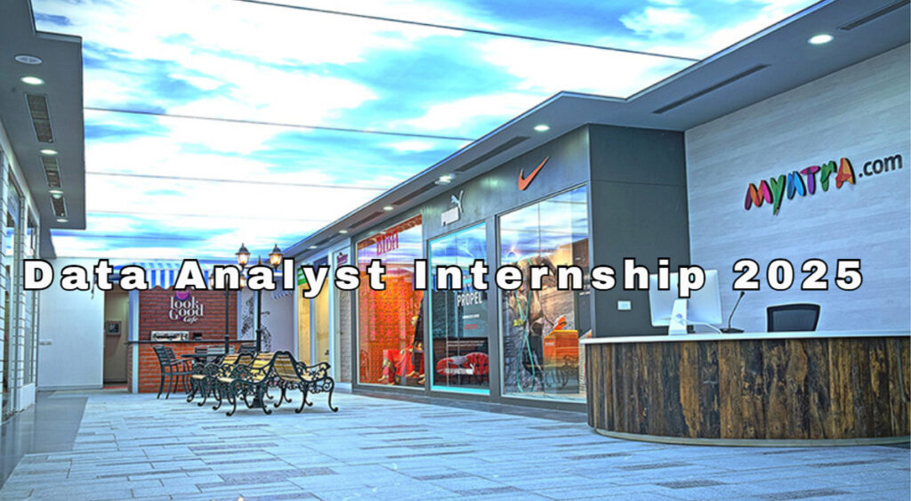 Myntra office lobby featuring branded stores and reception area, representing the professional environment of the Myntra Data Analyst Internship 2025 program.