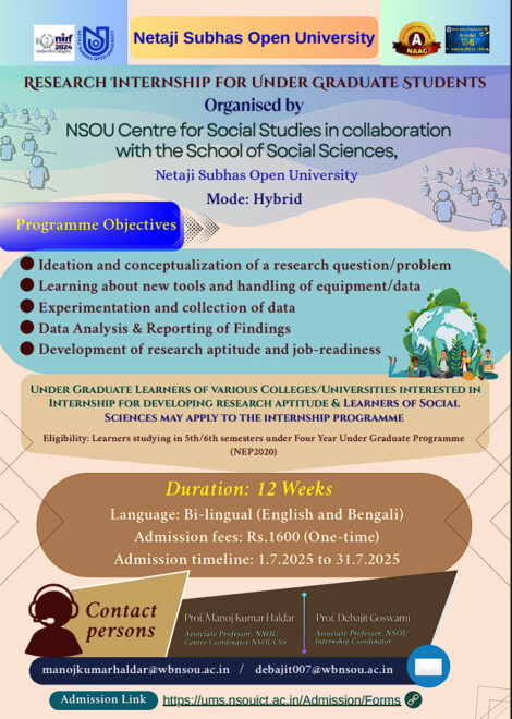 Poster of NSOU Summer Internship 2025 Official Poster of NSOU Summer Internship 2025