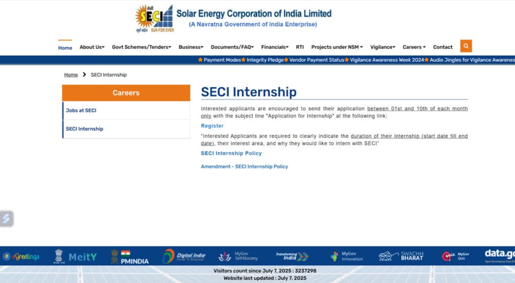 SECI Internship 2025; Check Eligibility, Stipend, and Other Benefits