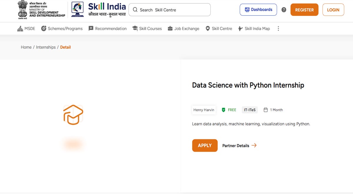Skill India Free Virtual Python Internship 2025 – Learn Data Science Online with Certification